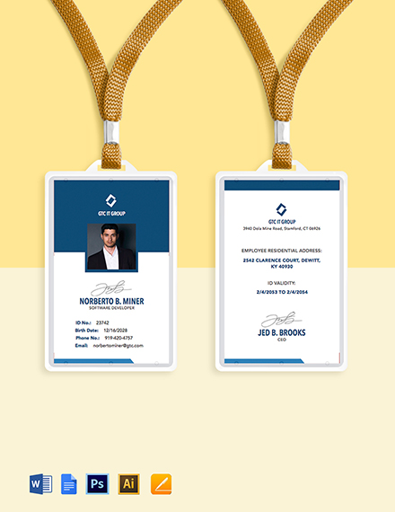 employee id card template free download word