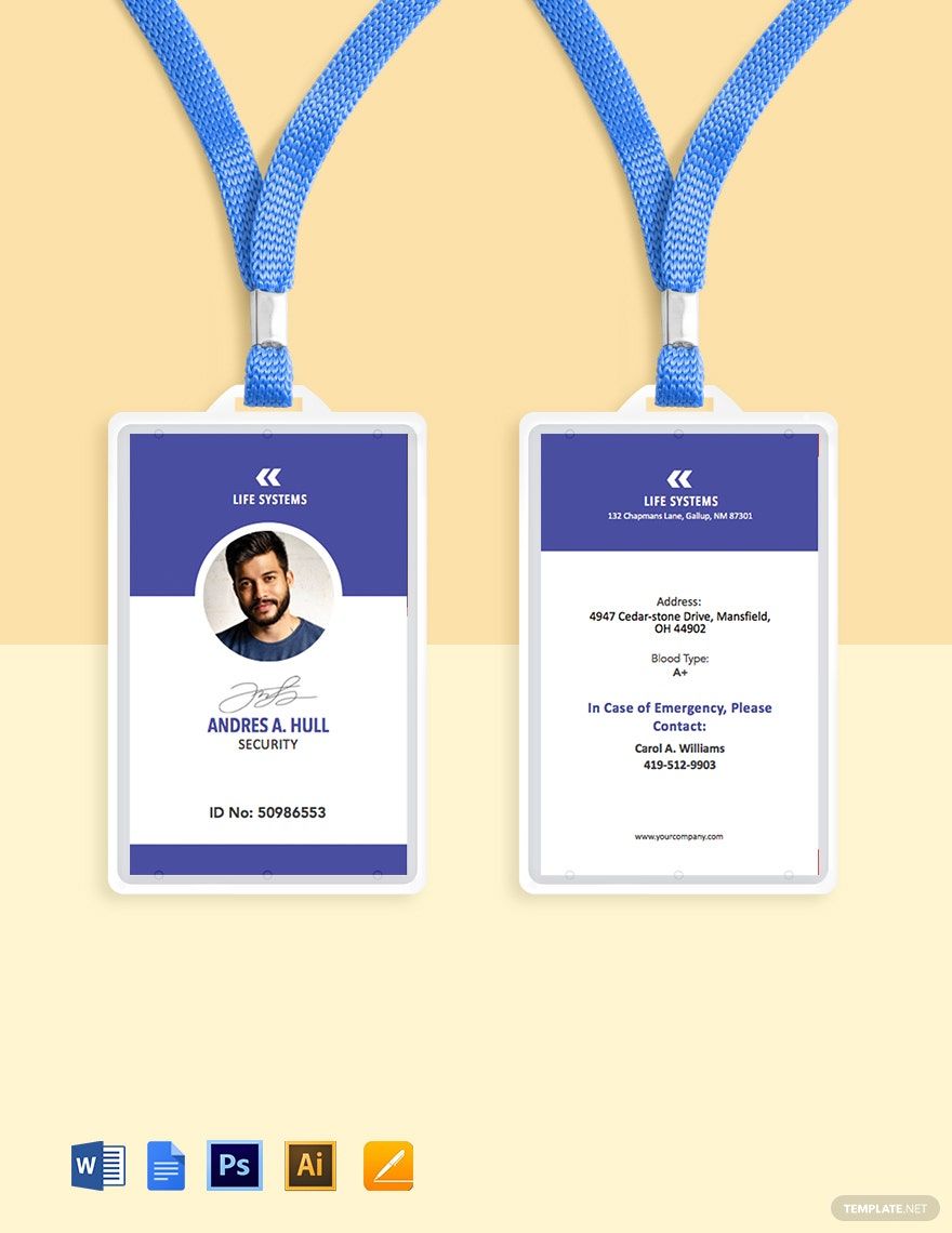 Security Guard ID Card Template - Illustrator, Word, Apple Pages ...