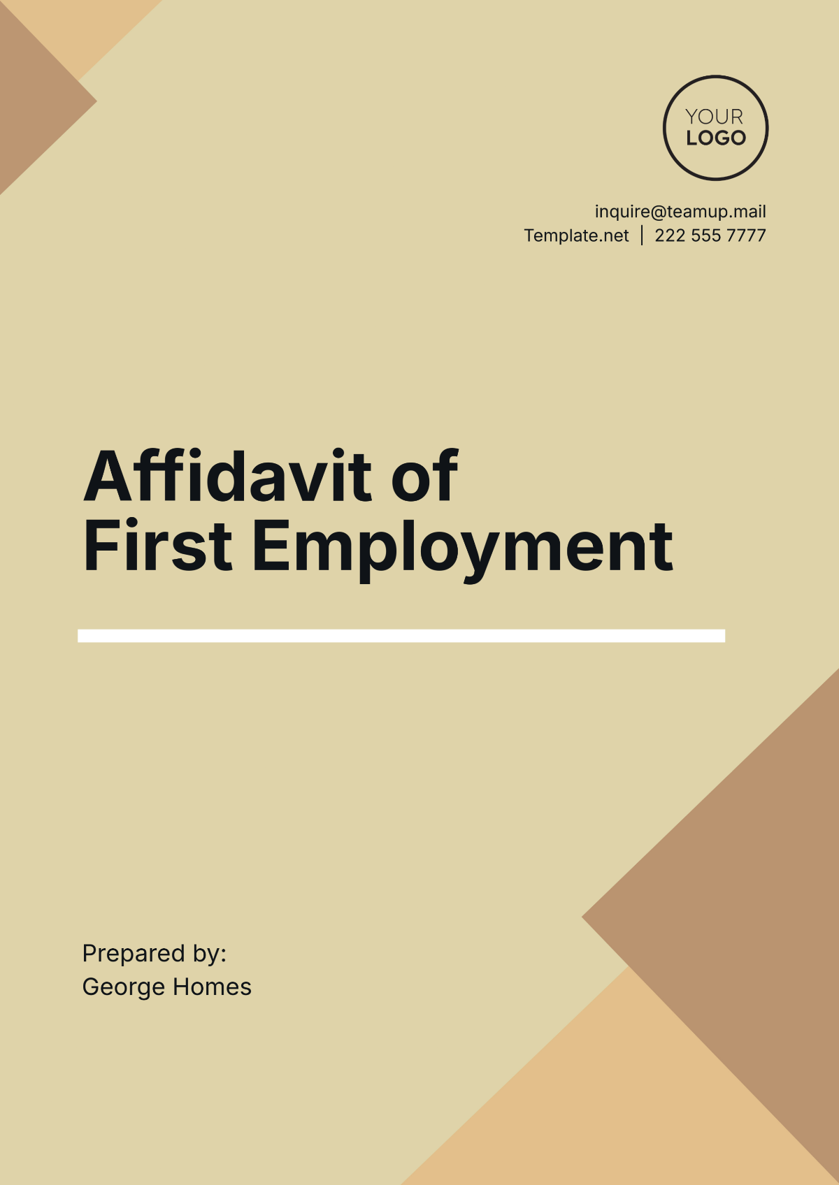 Professional Affidavit of First Employment Template - Edit Online & Download