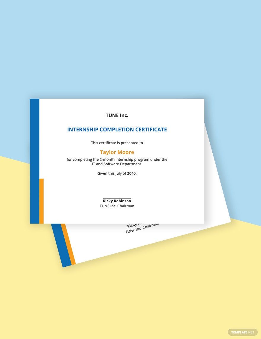 Software Internship Certificate Template