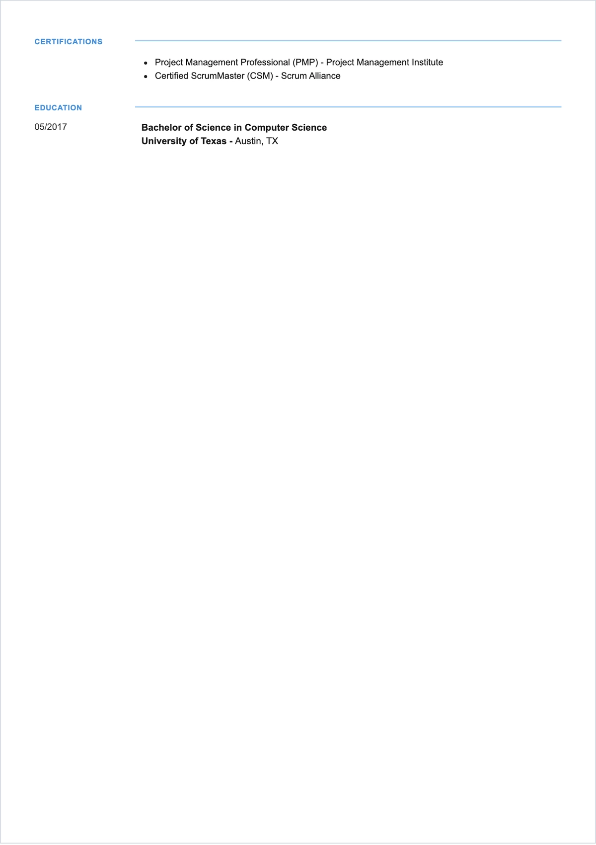 Free Modern Blank ATS Resume Template, AI Resume Builder