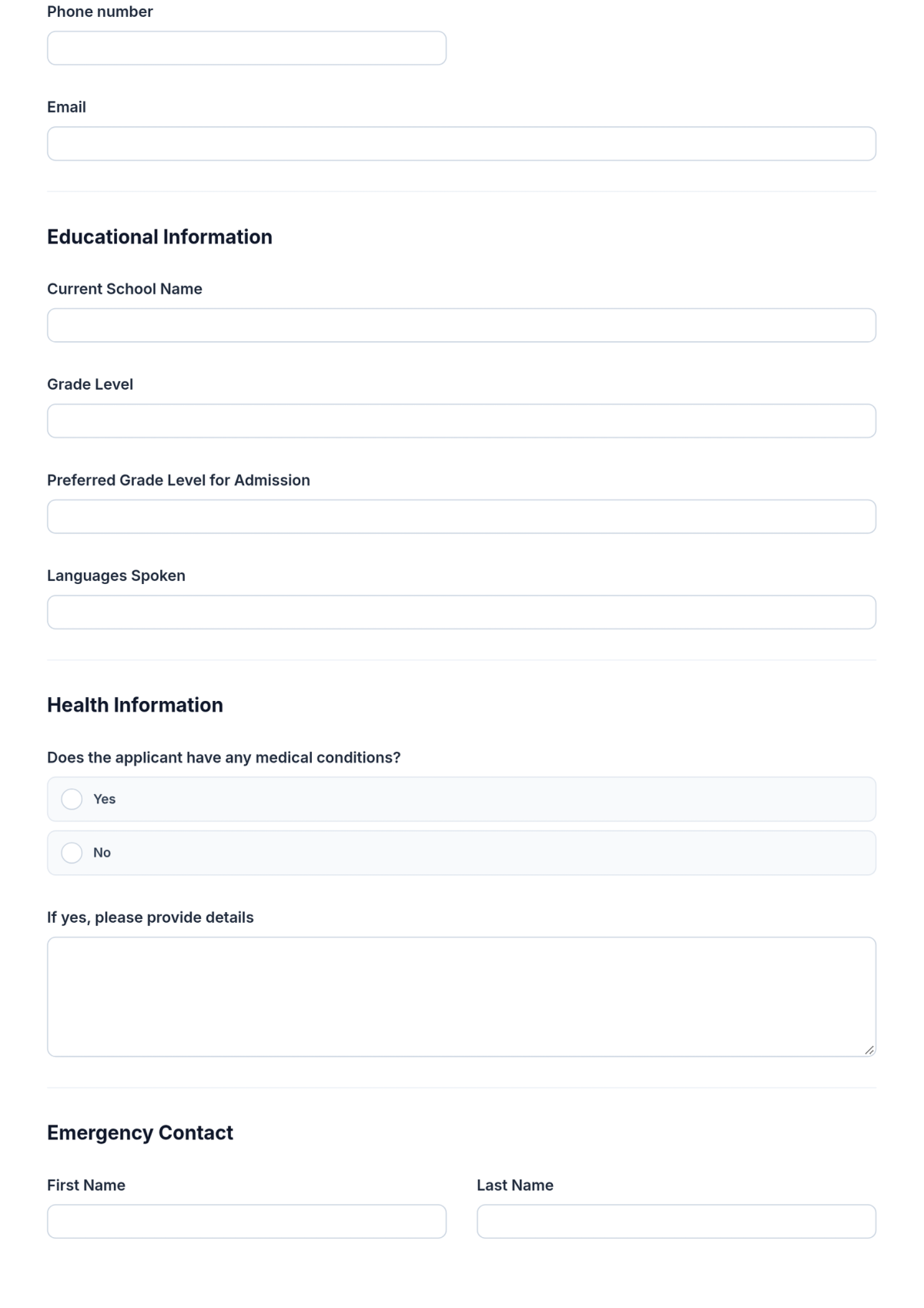 Free International School Application Form Template & AI Maker