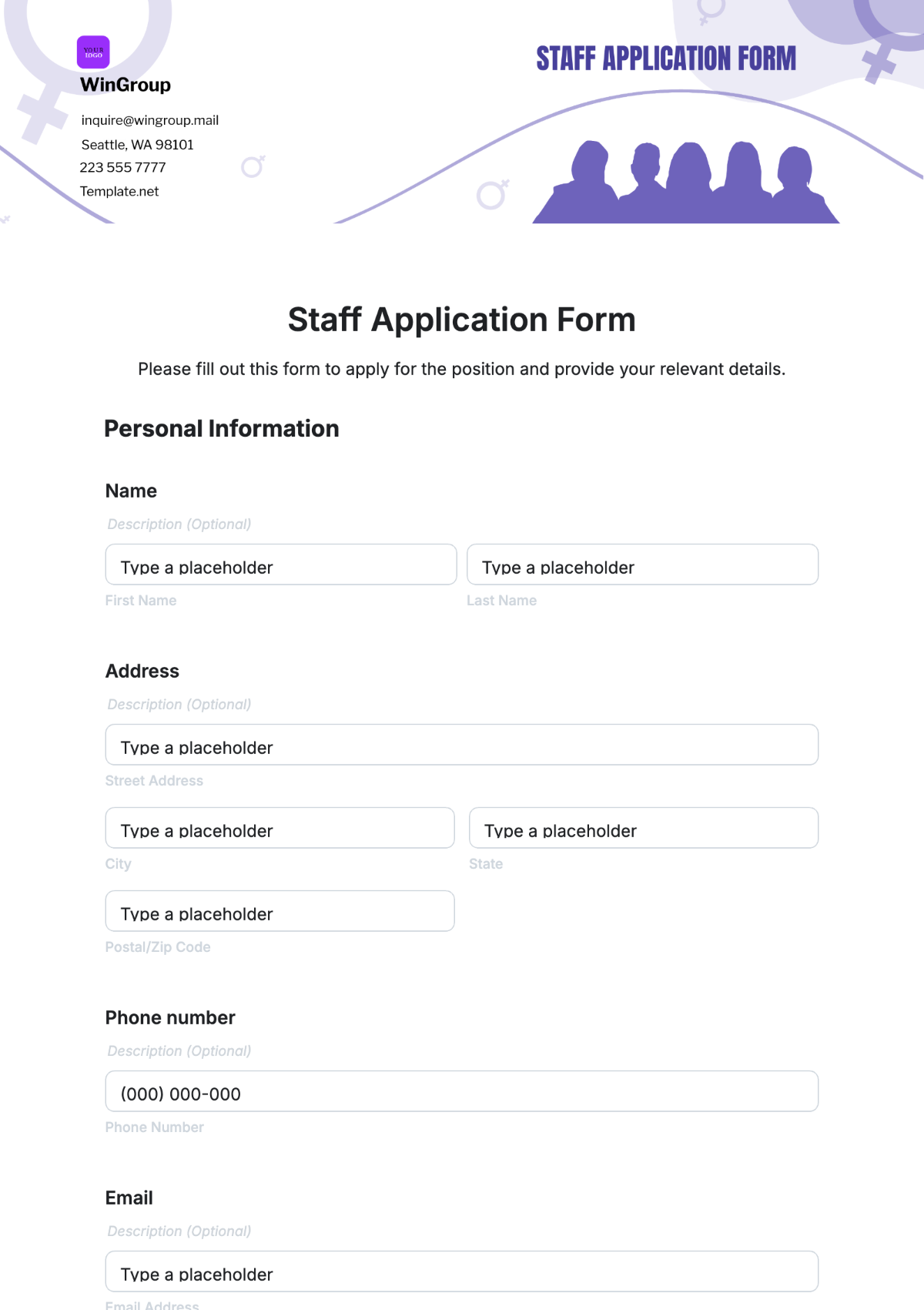 Staff Application Form Template - Edit Online & Download