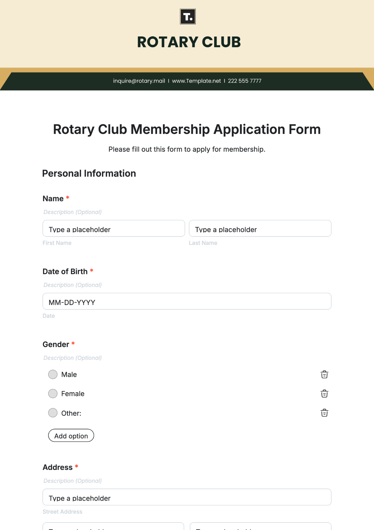 Rotary Club Membership Application Form Template - Edit Online & Download