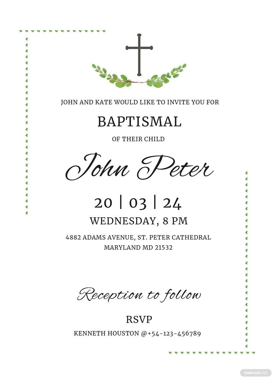 Sample Baptismal Invitation Template