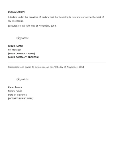 Free Affidavit of Employment for Visa Applications Template to Edit Online