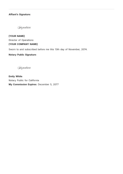 Free Affidavit of Employment for Immigration Template to Edit Online