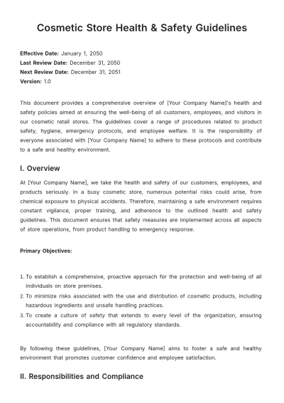 Free Cosmetic Store Health & Safety Guidelines Template to Edit Online