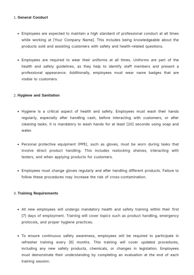 Free Cosmetic Store Health & Safety Guidelines Template to Edit Online