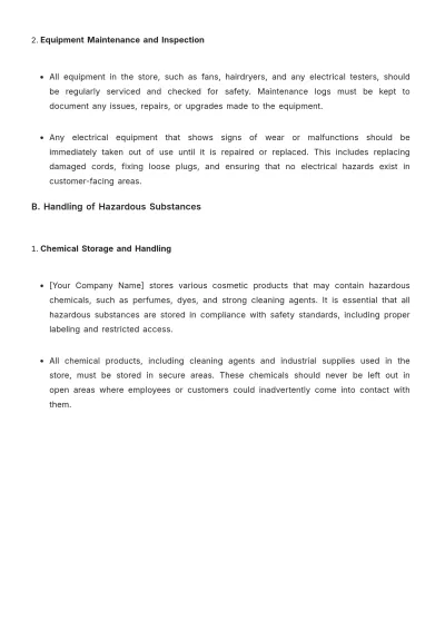 Free Cosmetic Store Health & Safety Guidelines Template to Edit Online