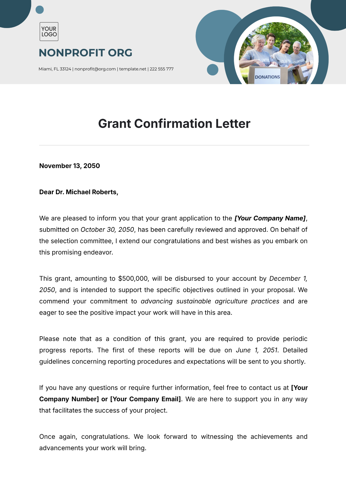 Grant Confirmation Letter Template - Edit Online & Download