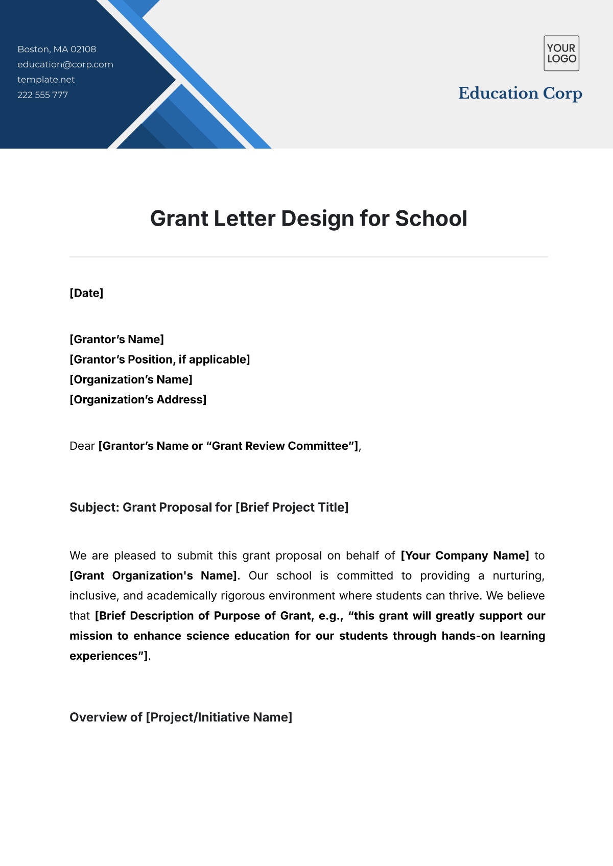 Grant Letter Design for School Template - Edit Online & Download