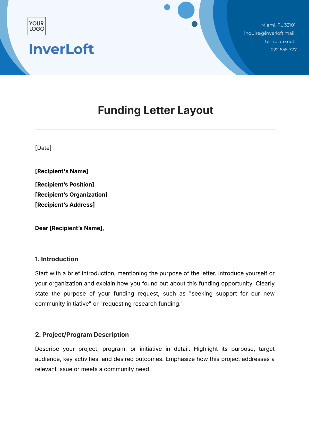 Funding Letter Layout Template - Edit Online & Download