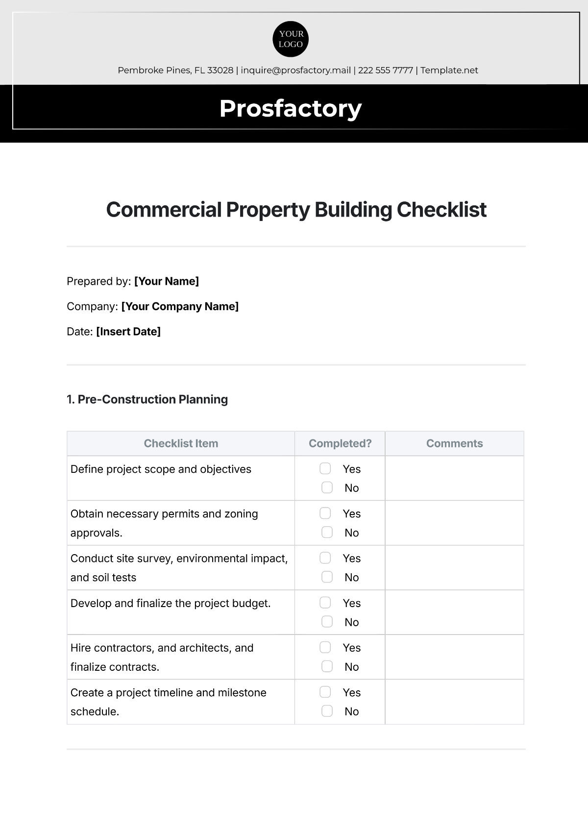 Commercial Property Building Checklist Template - Edit Online & Download