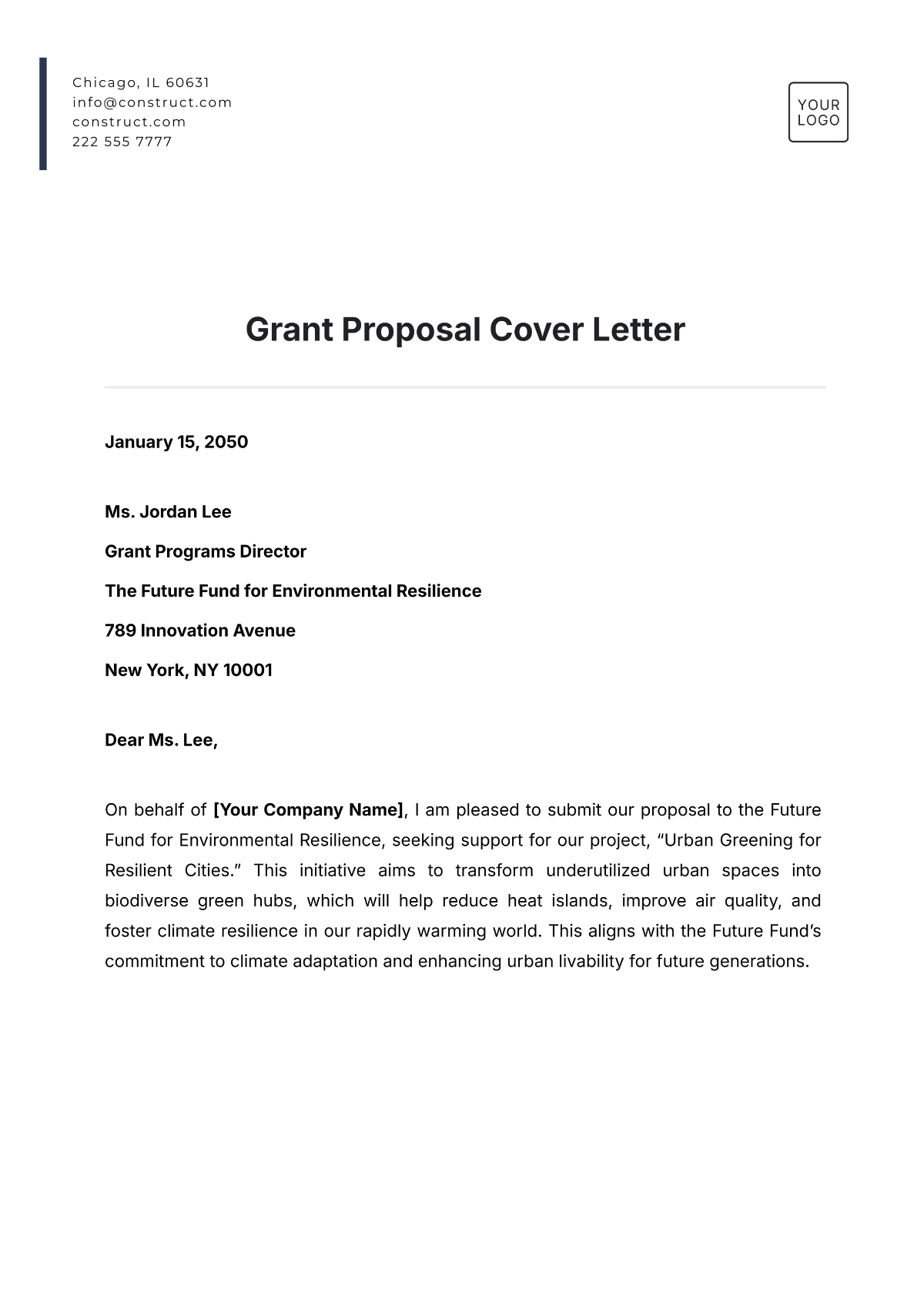 Grant Proposal Cover Letter Template - Edit Online & Download