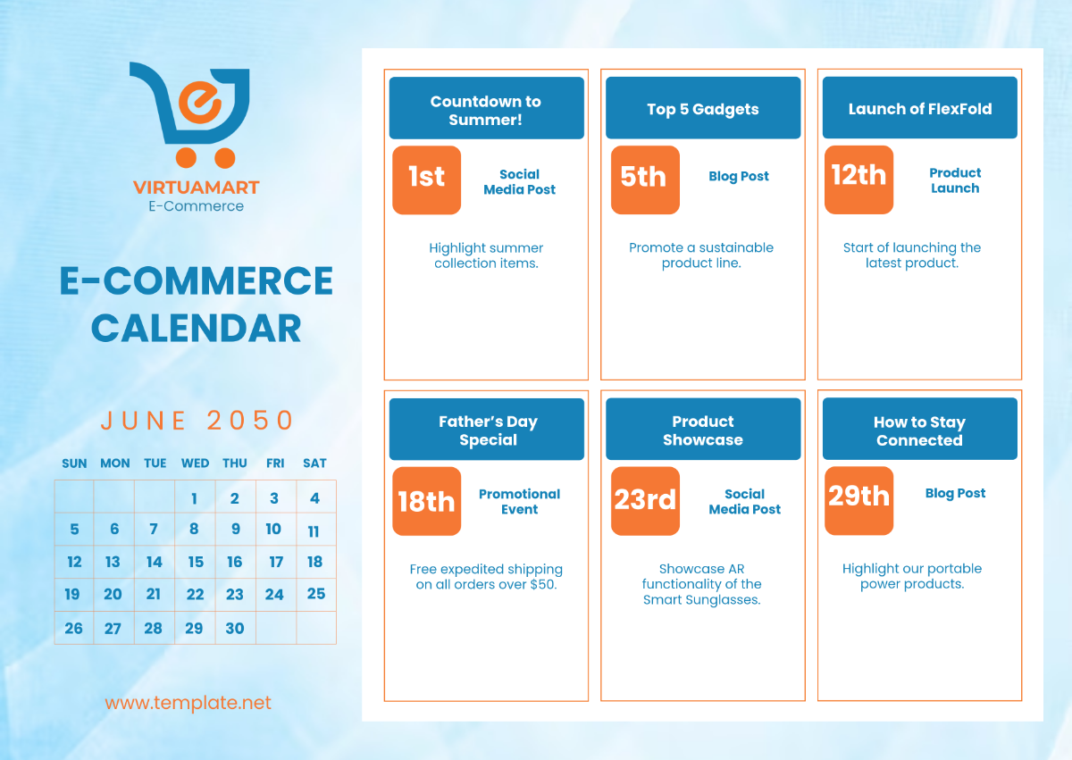 E-Commerce Calendar Template - Edit Online & Download