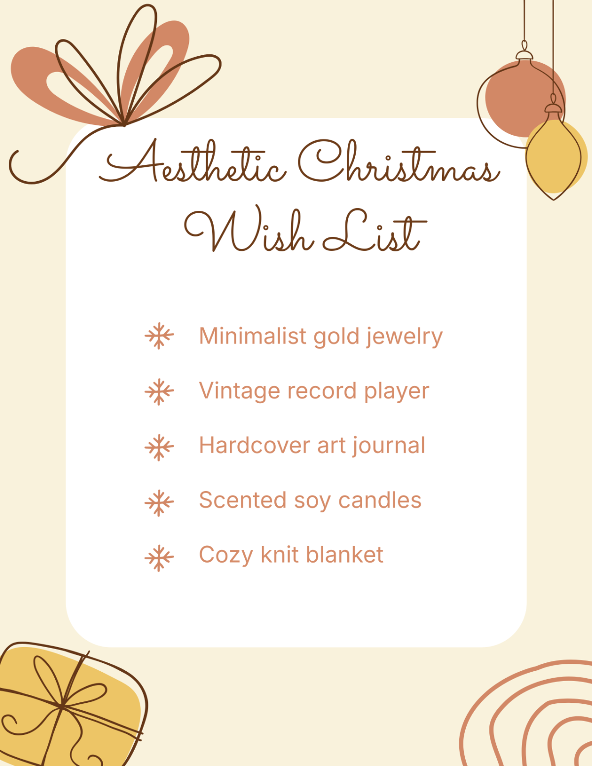 Aesthetic Christmas Wish List