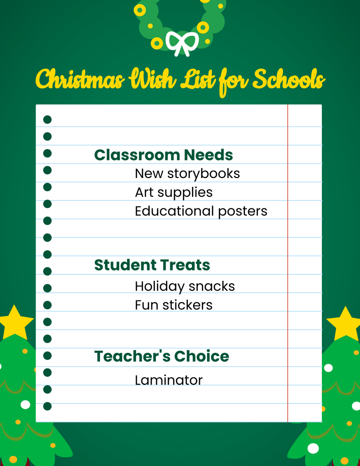 Christmas Wish List for Schools