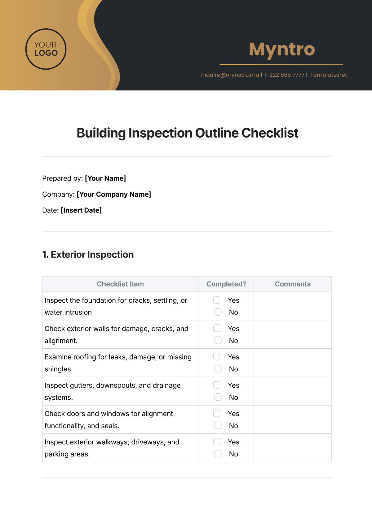 Building Inspection Outline Checklist Template - Edit Online & Download