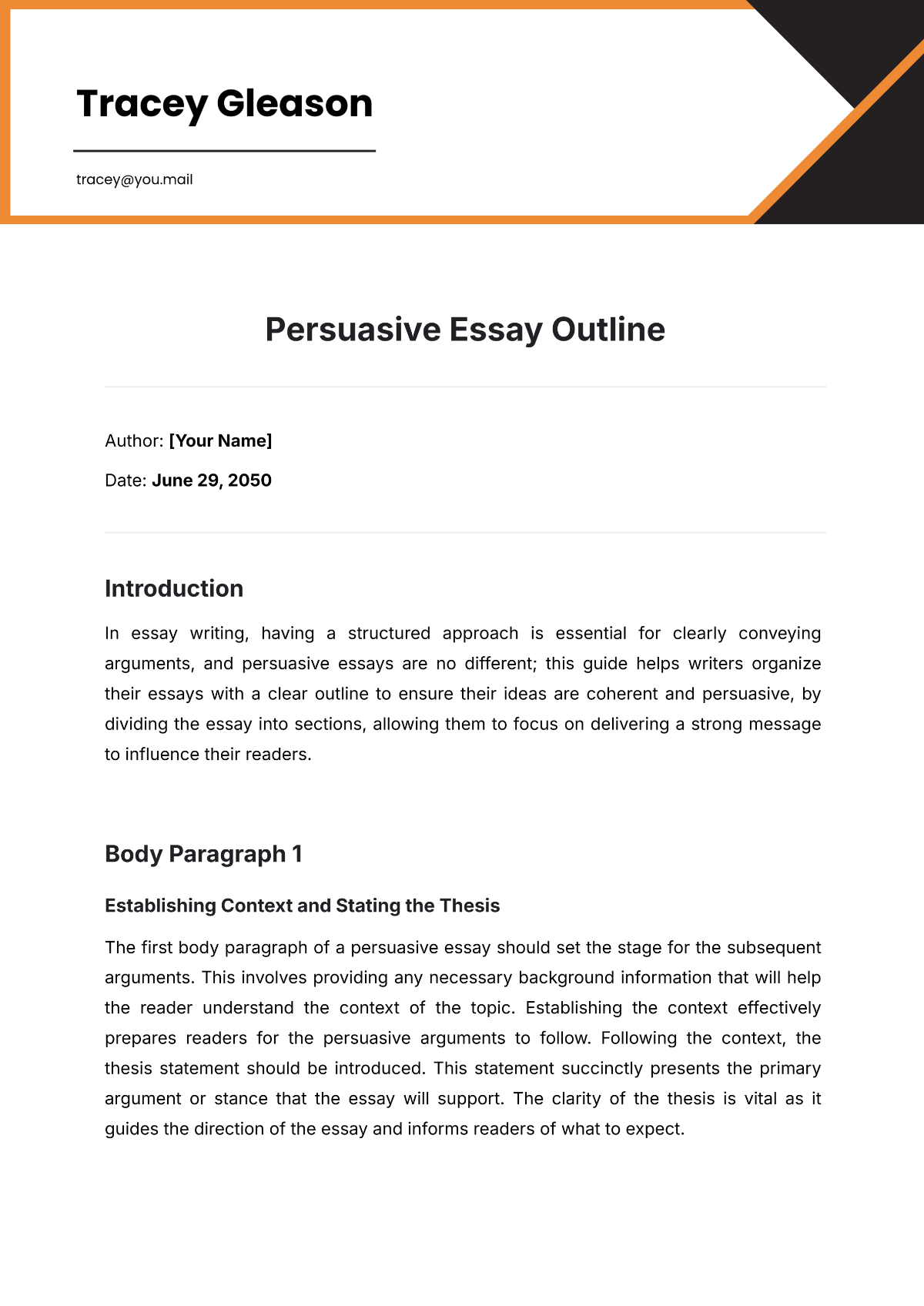 Persuasive Essay Outline Template - Edit Online & Download