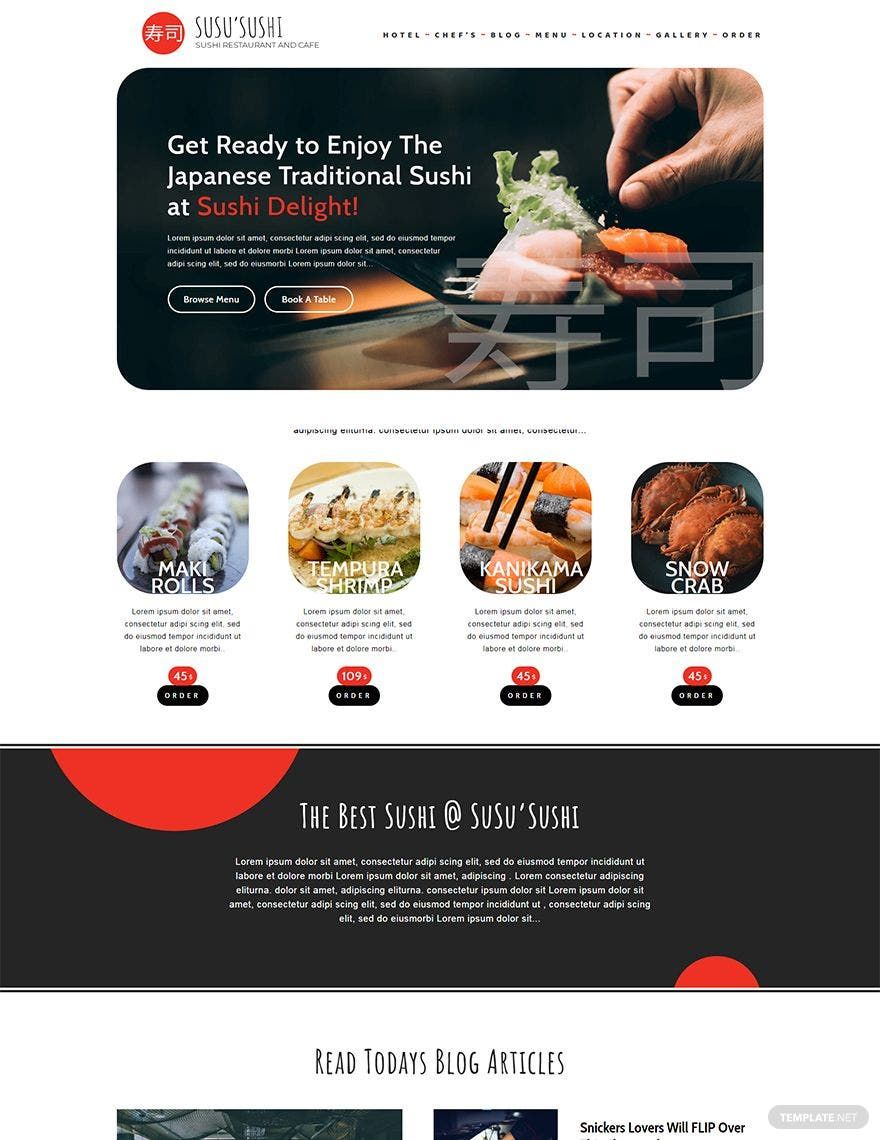 Free Sushi Restaurant WordPress Theme/Template