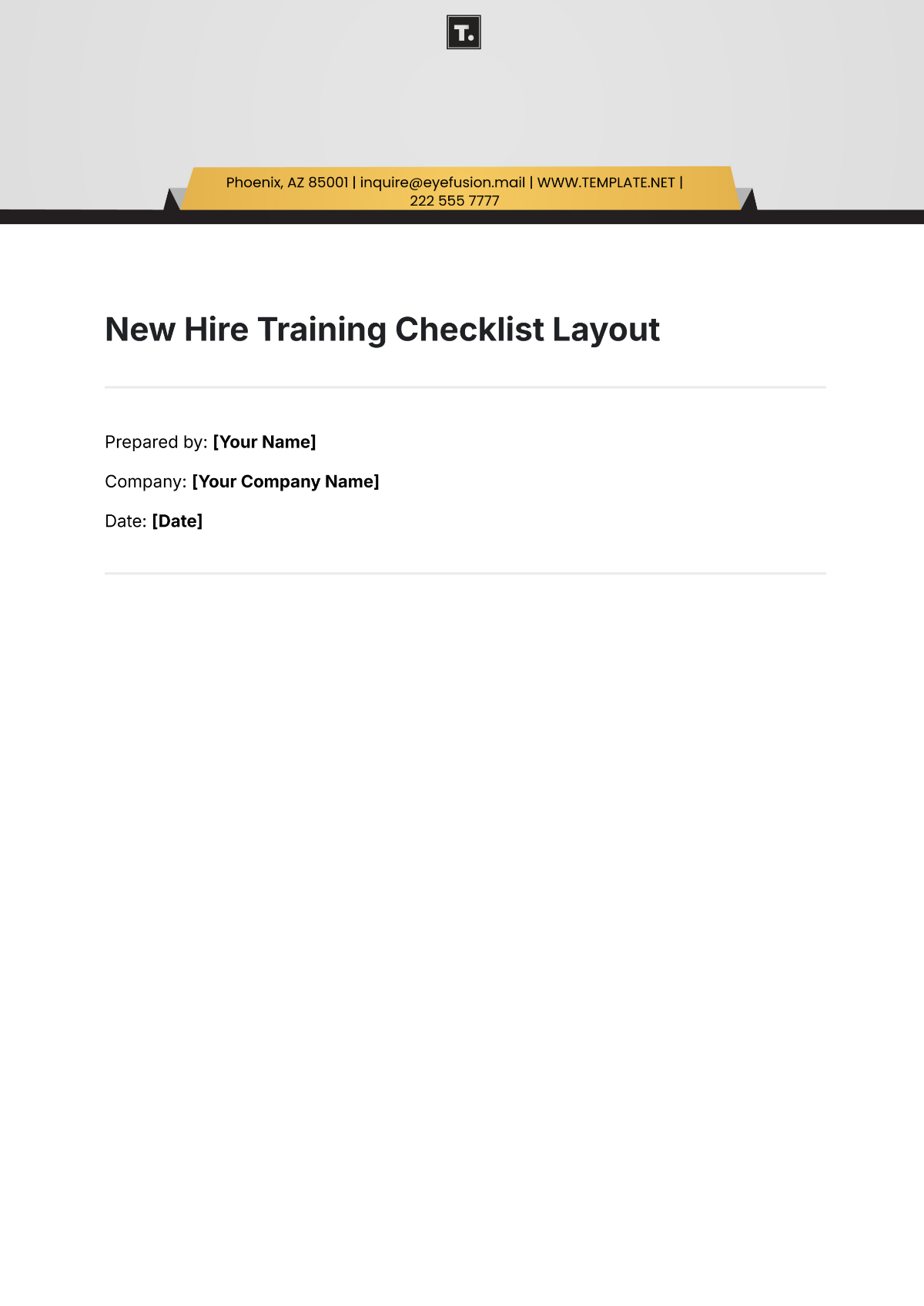 New Hire Training Checklist Layout Template - Edit Online & Download