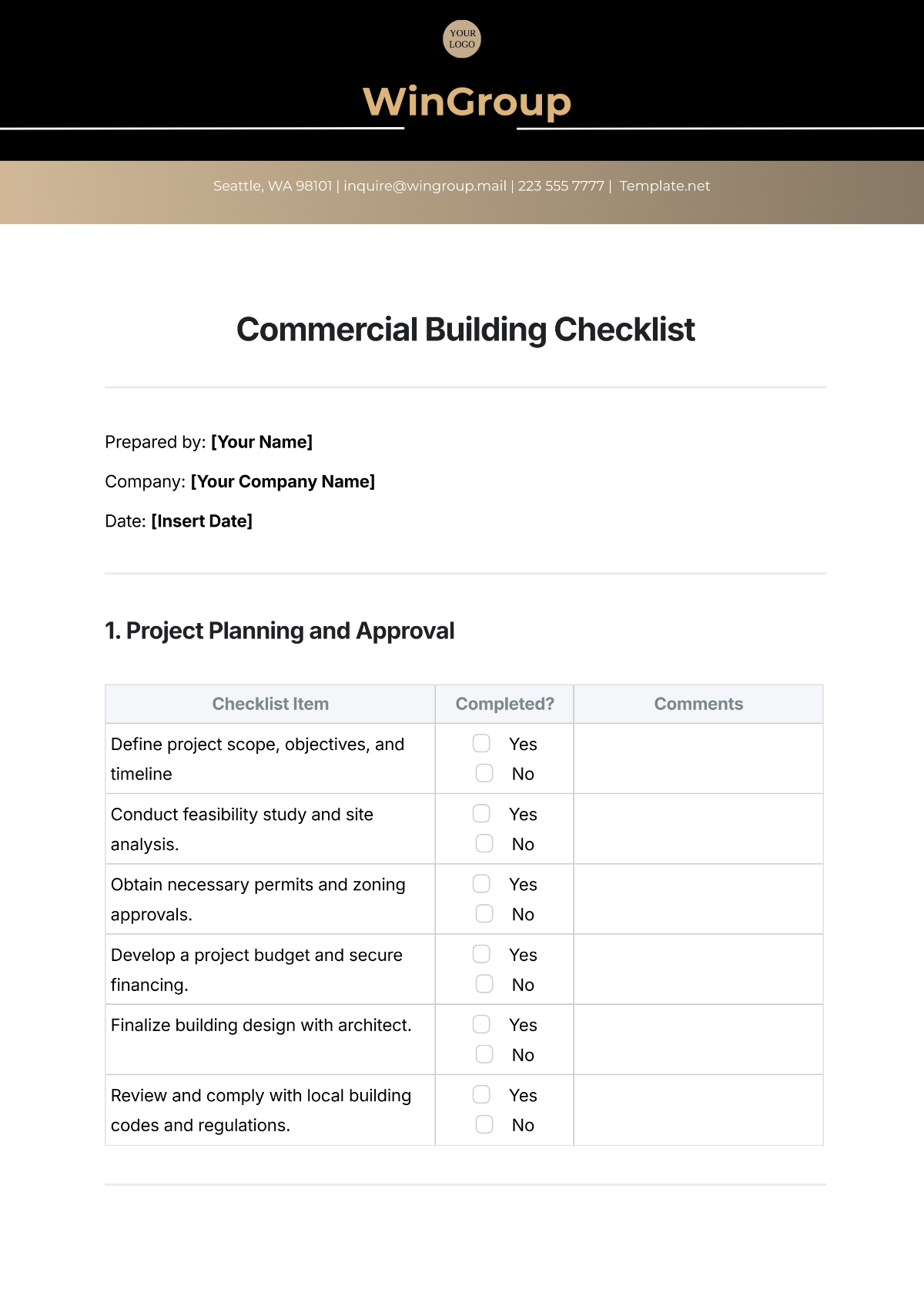 Commercial Building Checklist Template - Edit Online & Download