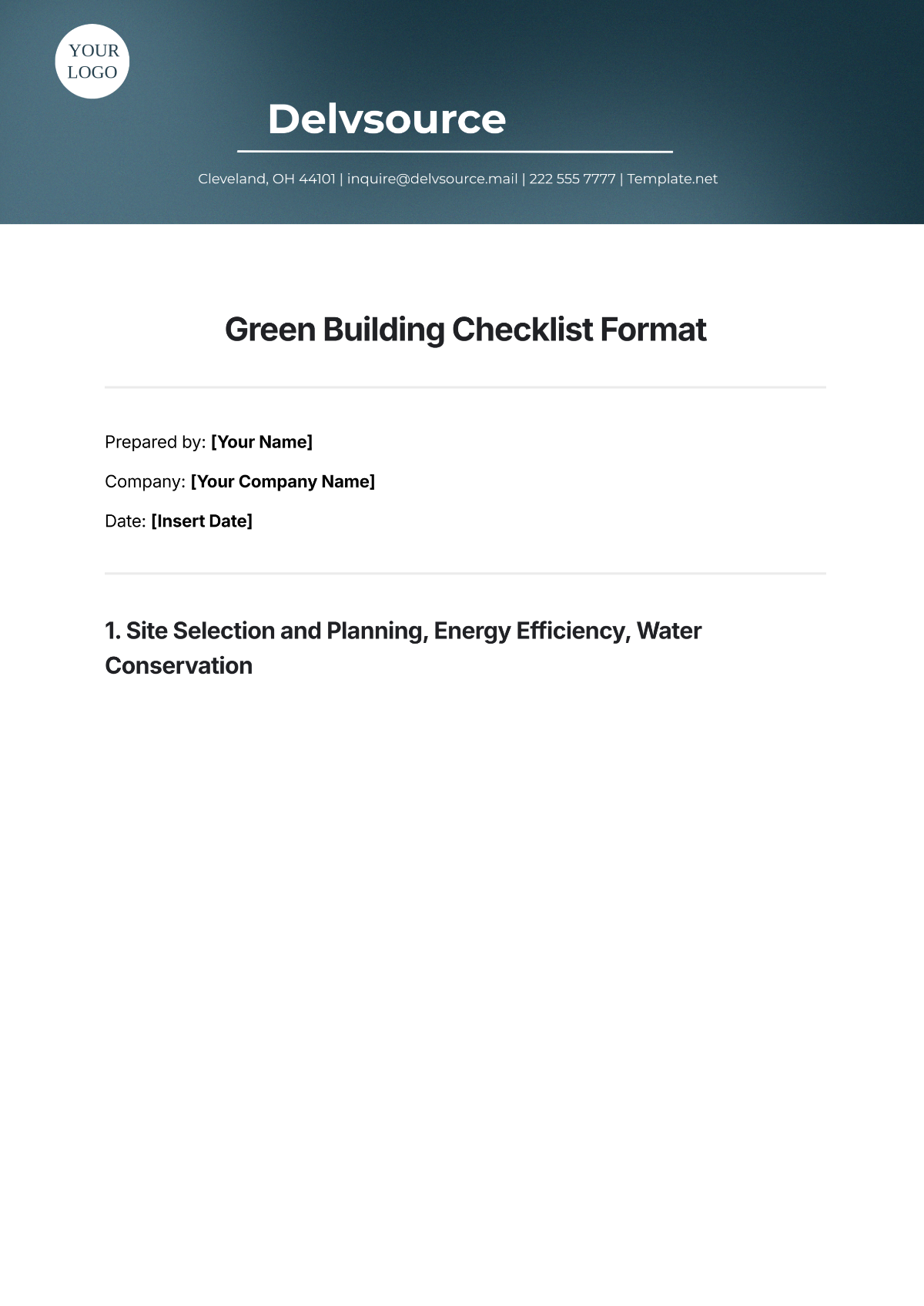 Green Building Checklist Format Template - Edit Online & Download