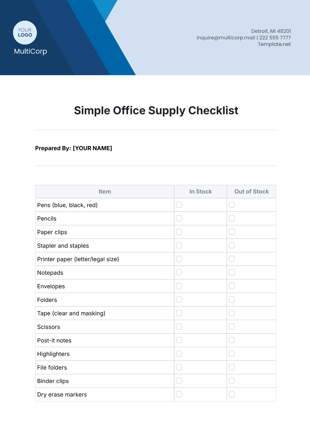 Free Simple Office Supply Checklist Template To Edit Online Free Simple Office Supply Checklist Template To Edit Online