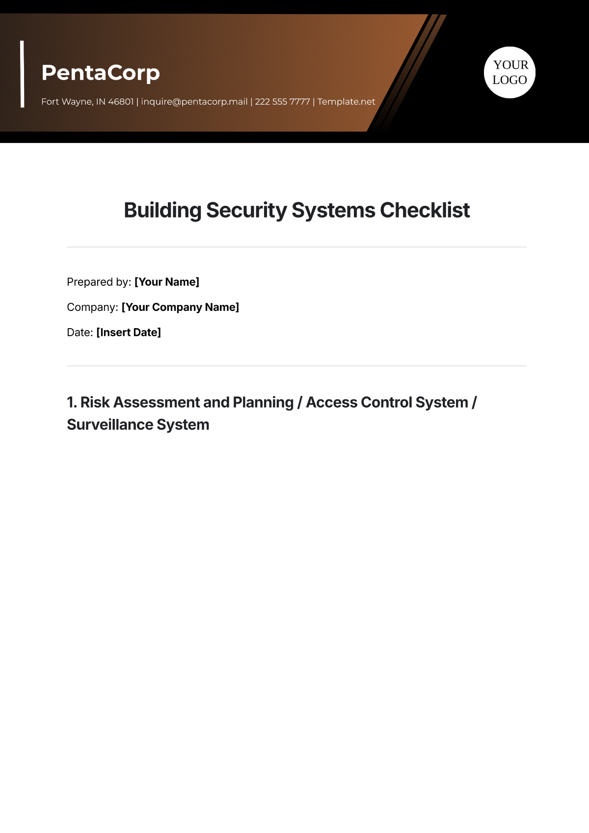 Building Security Systems Checklist Template - Edit Online & Download