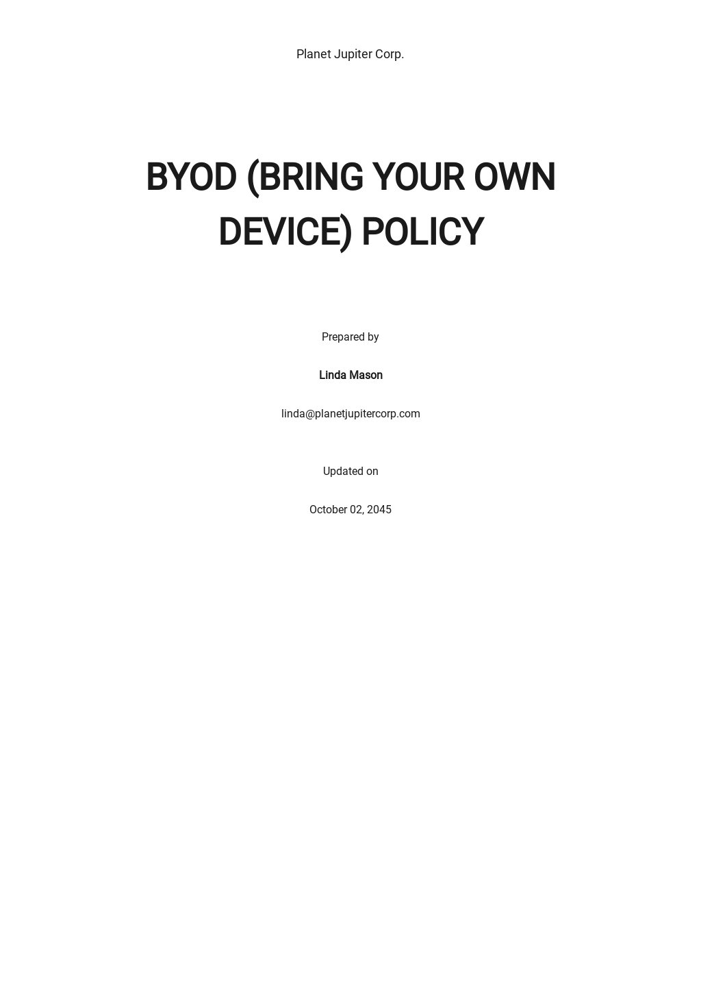 Byod Policy Template