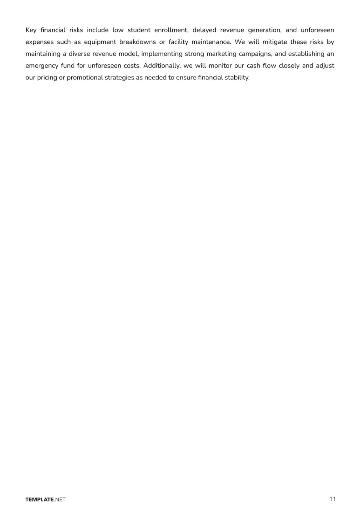 Free Music School Business Plan Template to Edit Online
