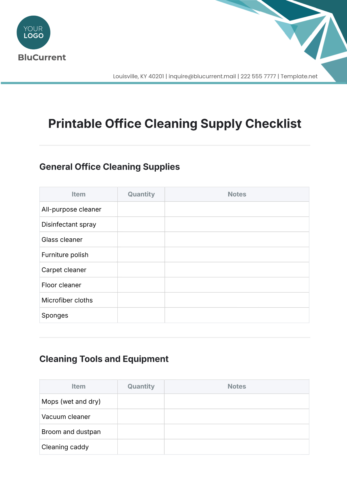 Printable Office Cleaning Supply Checklist Template - Edit Online & Download