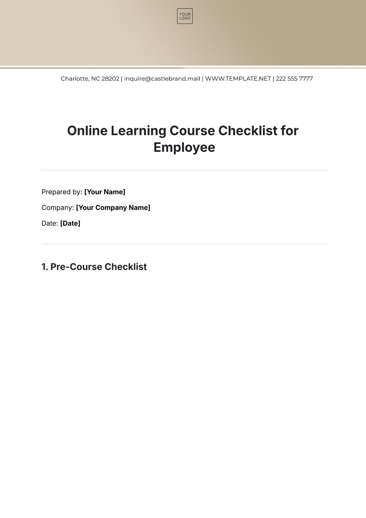 Online Learning Course Checklist for Employee Template - Edit Online & Download