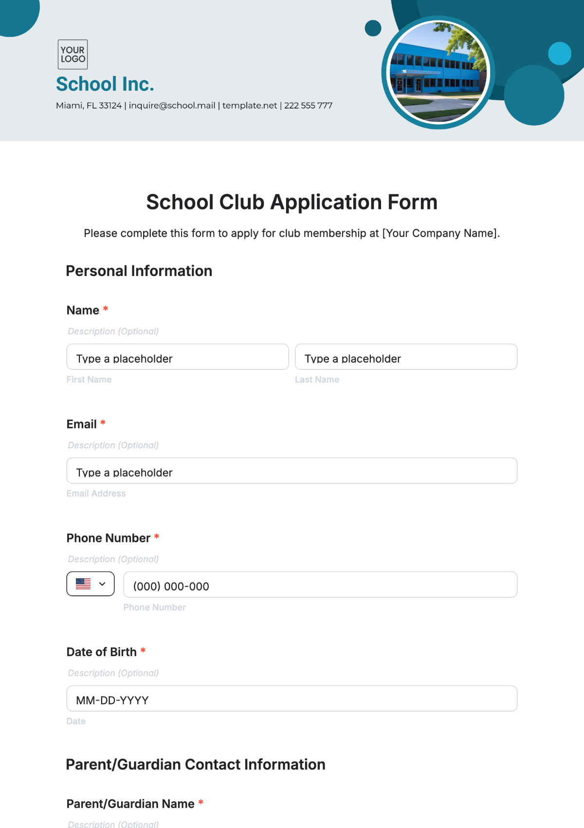 School Club Application Form Template - Edit Online & Download