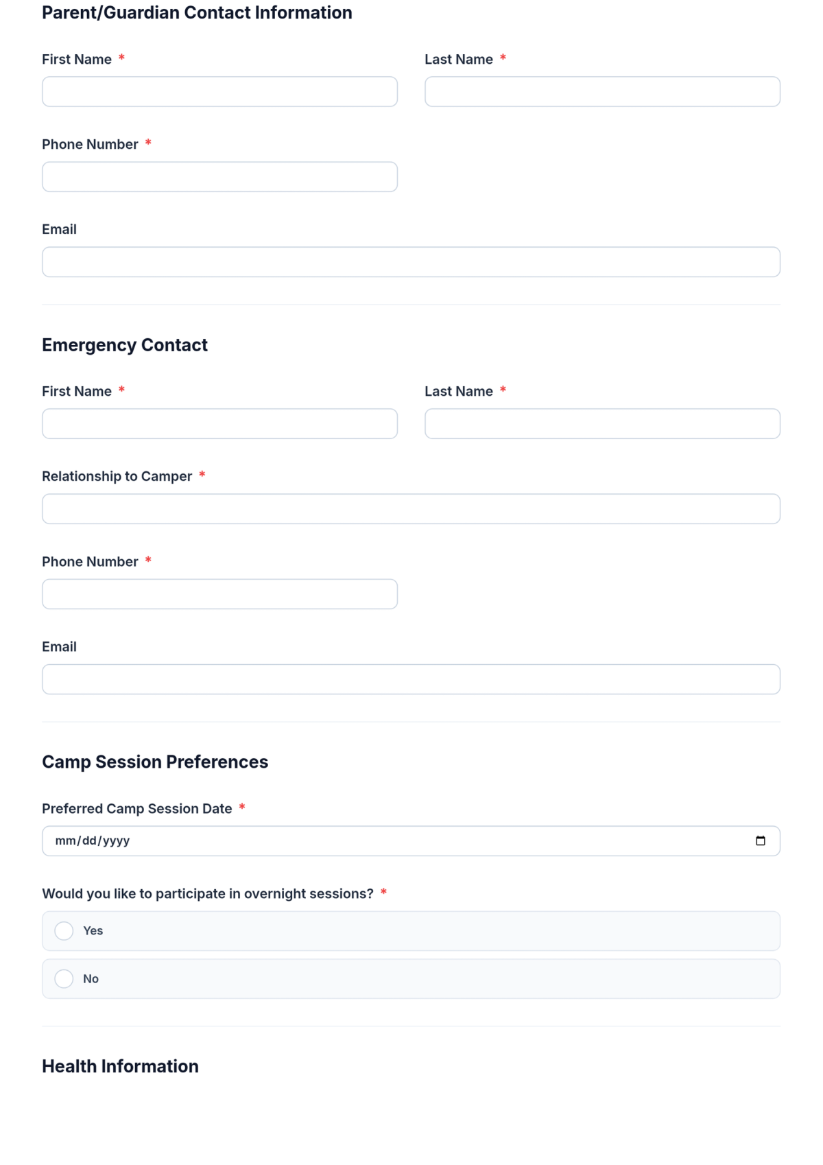Free Teen Summer Camp Application Form Template & AI Maker Free Teen Summer Camp Application Form Template & AI Maker