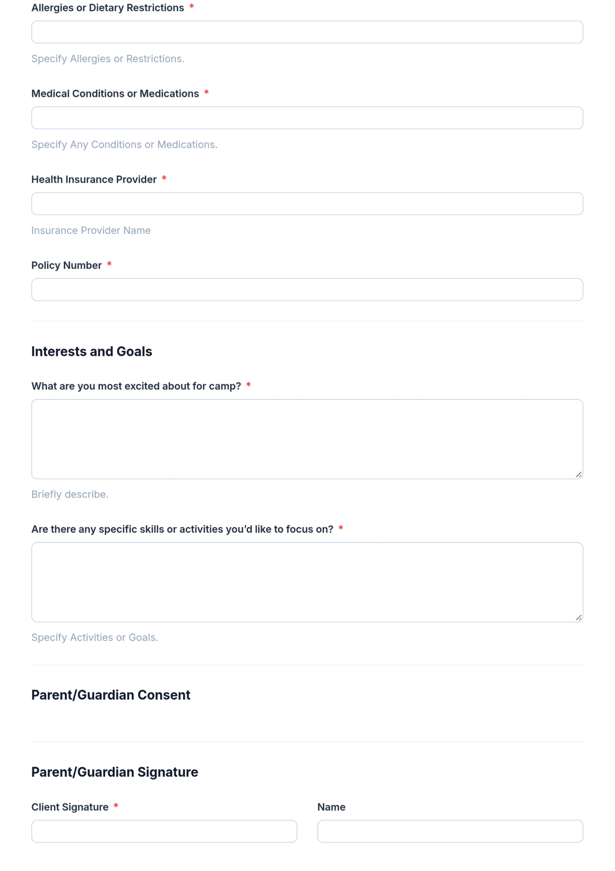 Free Teen Summer Camp Application Form Template & AI Maker Free Teen Summer Camp Application Form Template & AI Maker