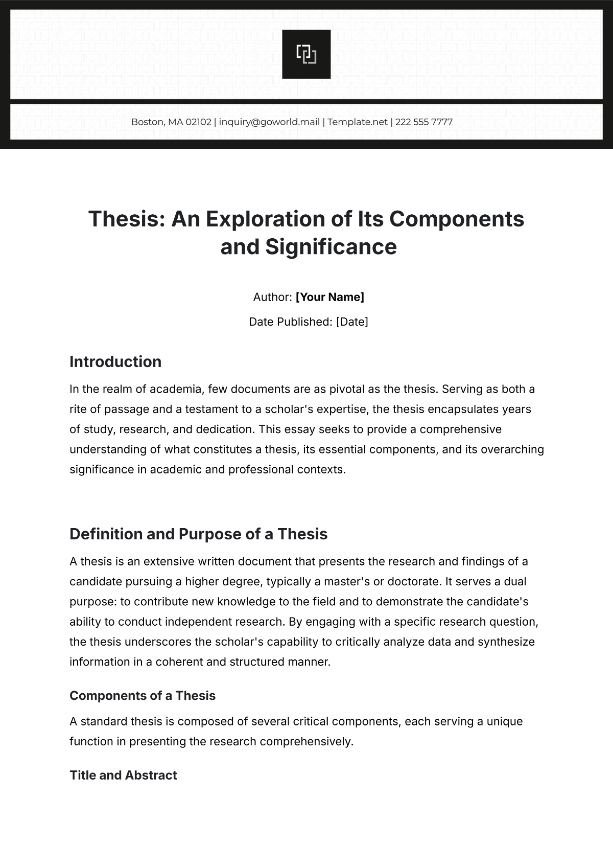 FREE Thesis Templates - Edit Online & Download