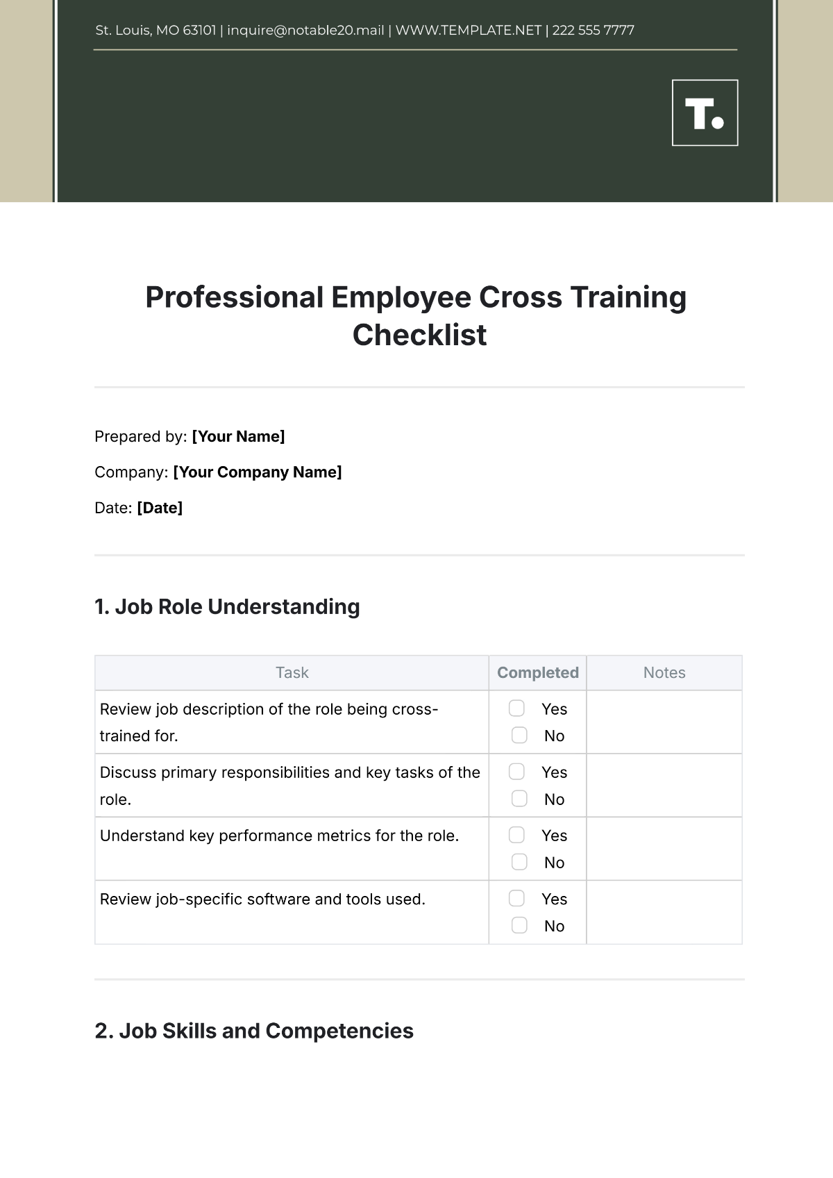 Professional Employee Cross Training Checklist Template - Edit Online & Download