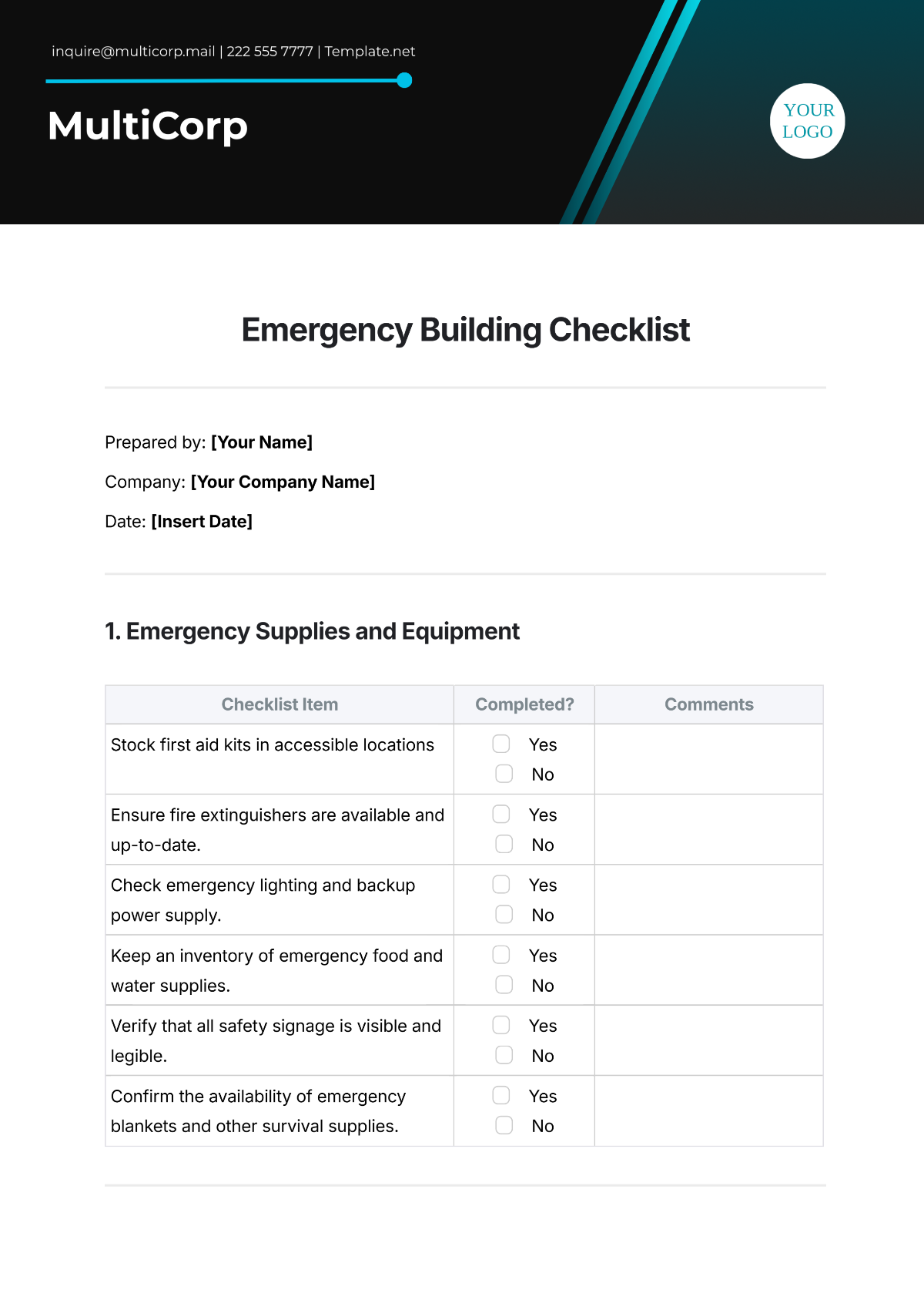 Emergency Building Checklist Template - Edit Online & Download