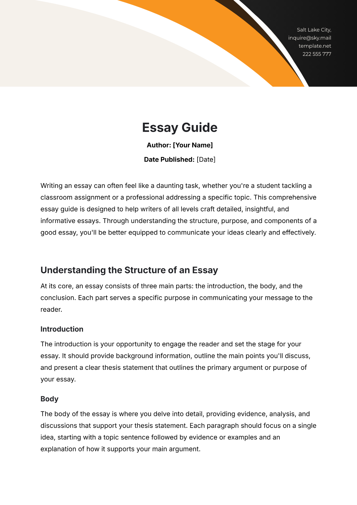 Essay Guide Template - Edit Online & Download