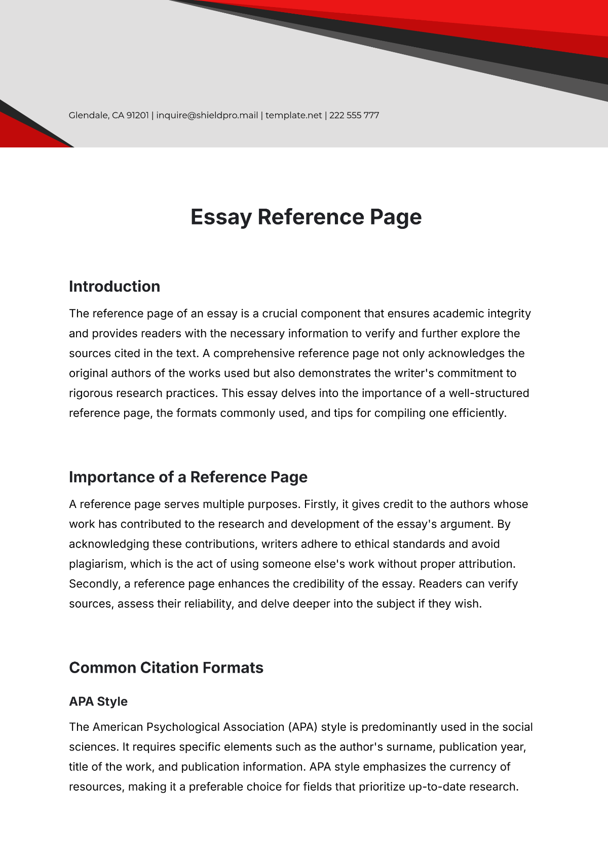 Essay Reference Page Template - Edit Online & Download