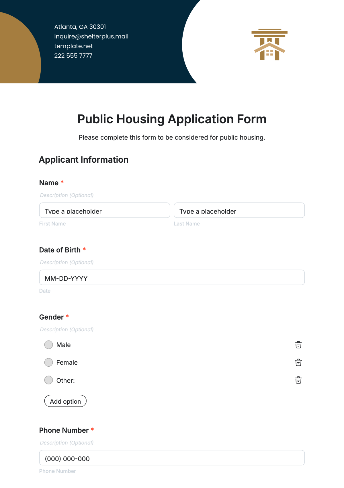 Public Housing Application Form Template - Edit Online & Download