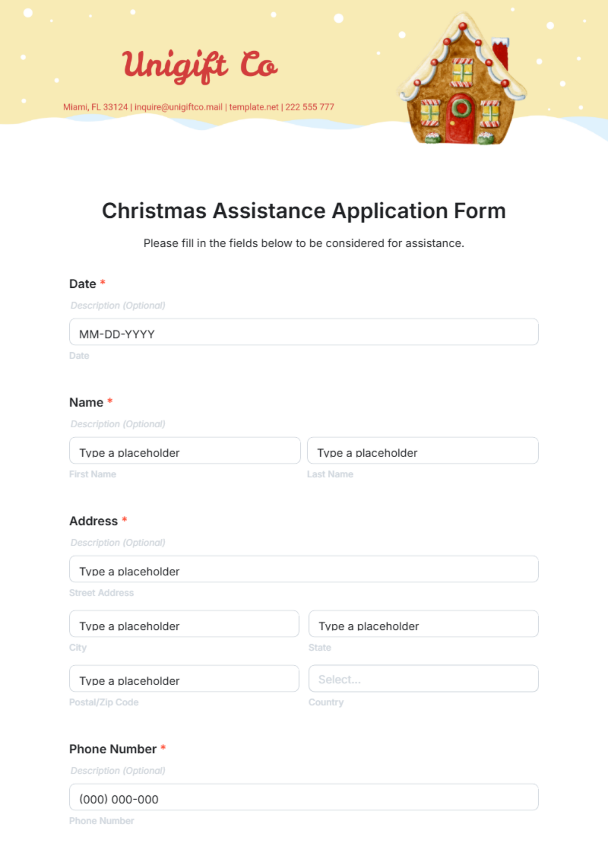 Christmas Assistance Application Form Template - Edit Online & Download