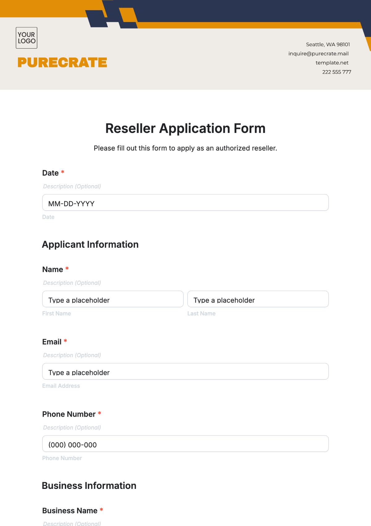 Reseller Application Form Template - Edit Online & Download