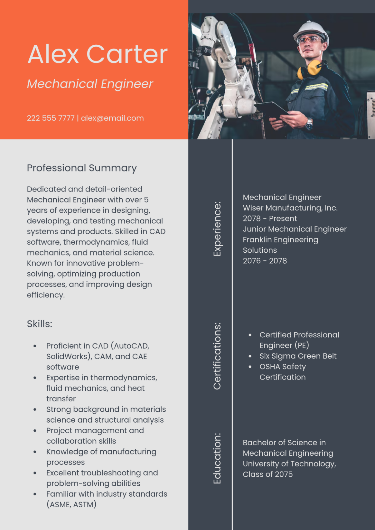 Mechanical Engineer Profile Design