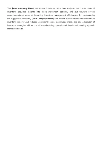 Free Warehouse Inventory Report Template to Edit Online