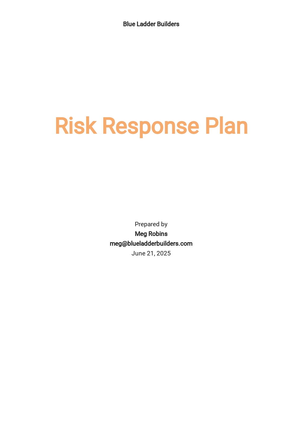 Risk Response Plan Template