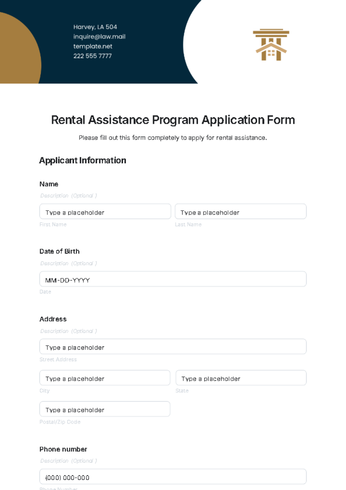 Rental Assistance Program Application Form Template - Edit Online & Download