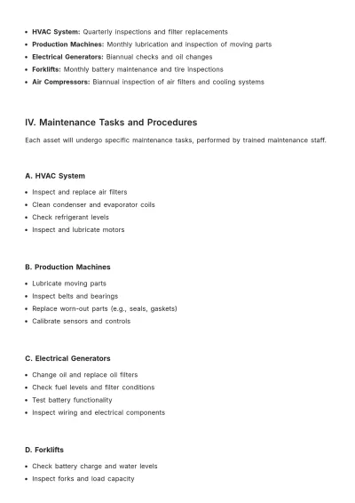 Free Preventive Asset Maintenance Plan Template to Edit Online